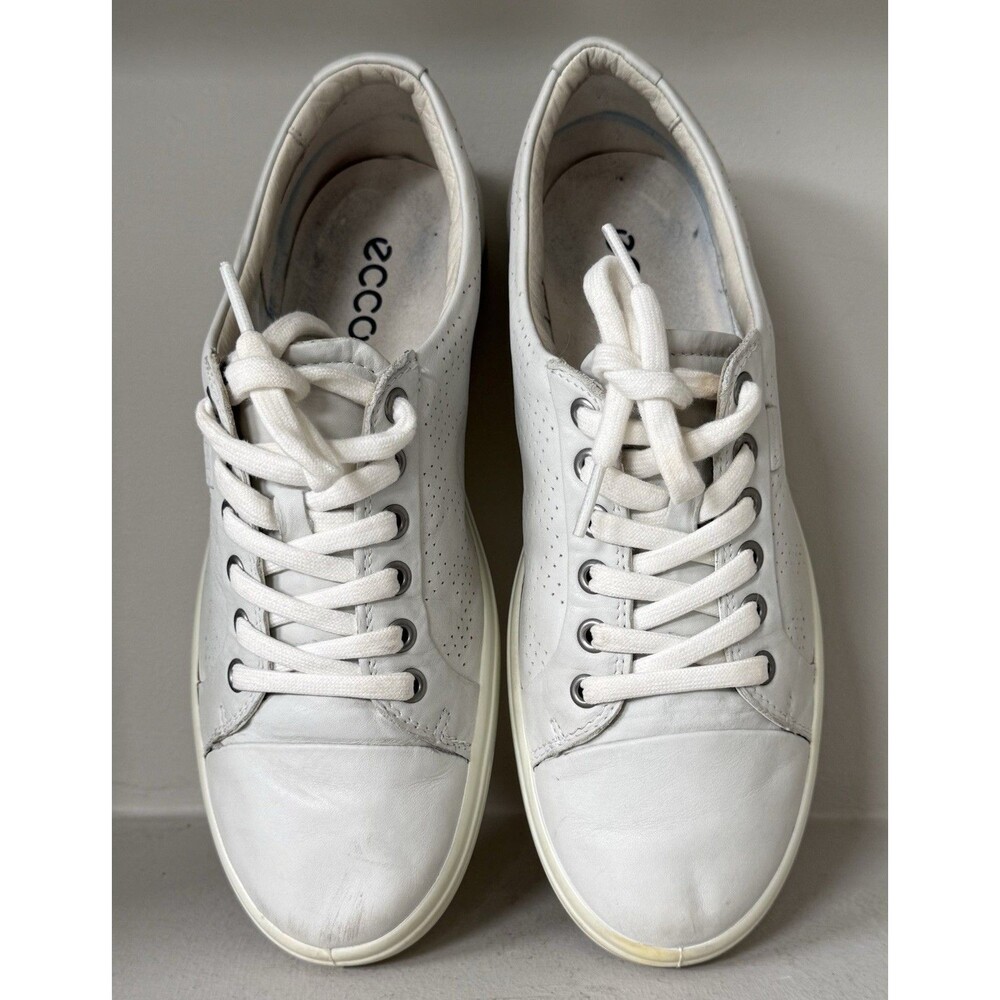 Ecco Shoes Soft 7 Trend White Perforated Leather Sneakers Extra Wide Women's 9
